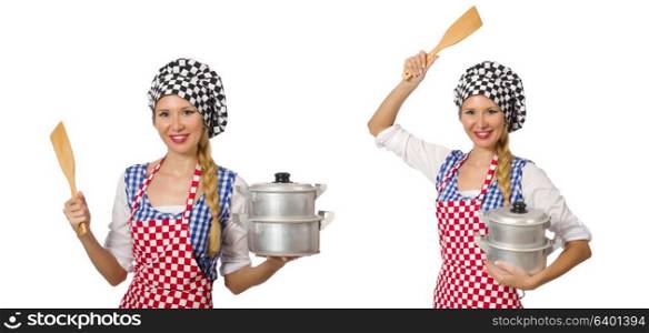 Woman cook isolated on the white background