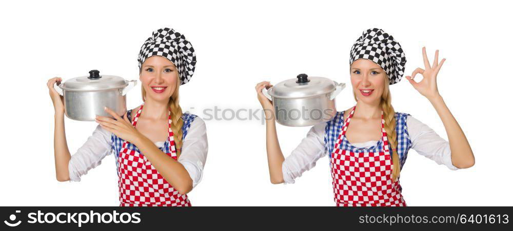 Woman cook isolated on the white background