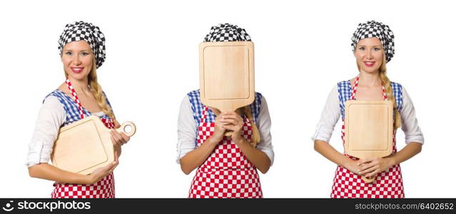 Woman cook isolated on the white background