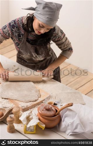 Woman cooking Christmas cookies