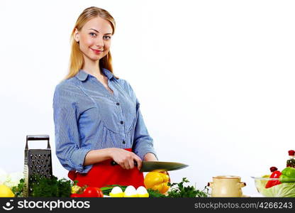 Woman cooking fresh meal at home