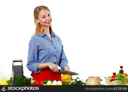 Woman cooking fresh meal at home