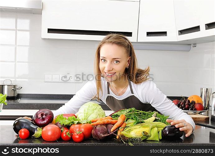 Woman cooking in modern kitchen