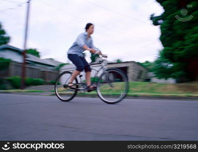 Woman Cruising on Bike