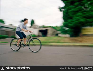 Woman Cruising on Bike