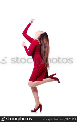 Woman dancing isolated on the white