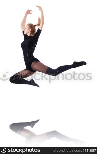 Woman dancing isolated on the white