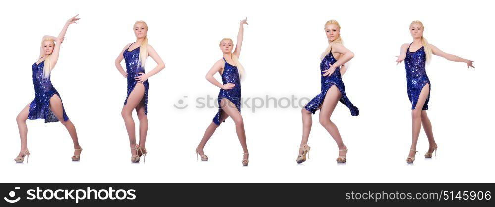 Woman dancing isolated on the white