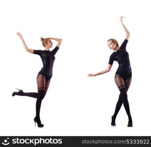 Woman dancing isolated on the white