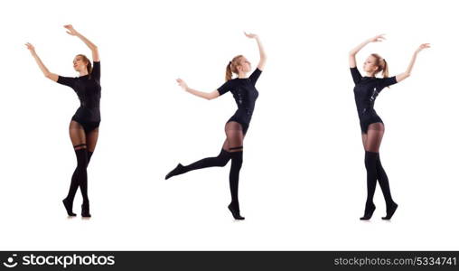 Woman dancing isolated on the white