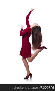 Woman dancing isolated on the white