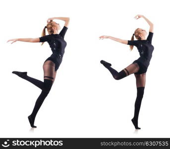 Woman dancing isolated on the white