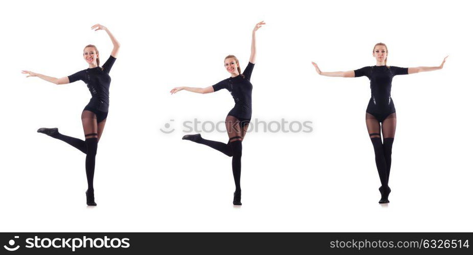 Woman dancing isolated on the white