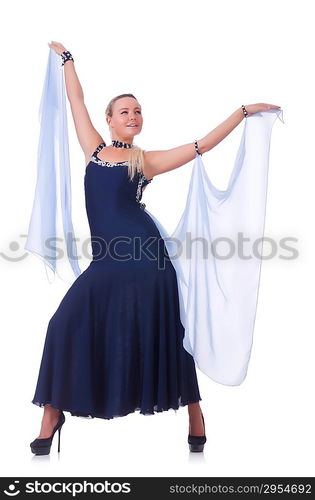 Woman dancing on the white