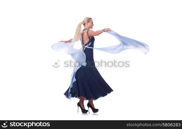 Woman dancing on the white