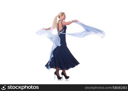 Woman dancing on the white