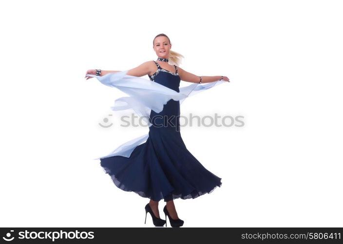 Woman dancing on the white