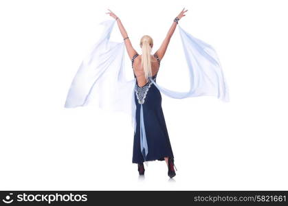 Woman dancing on the white