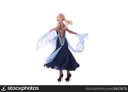 Woman dancing on the white