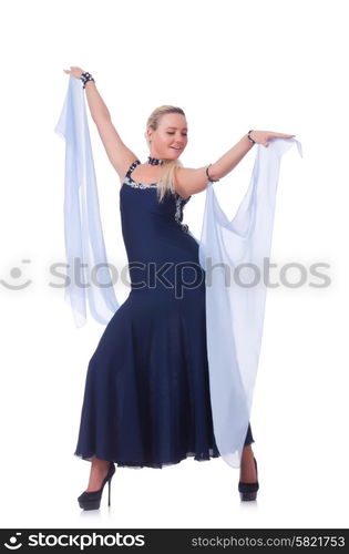 Woman dancing on the white