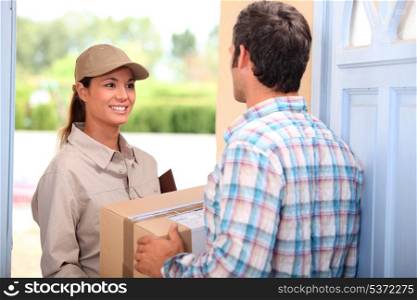 Woman delivering parcel