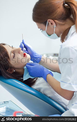 woman dentist working