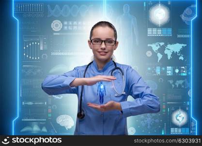 Woman doctor in futuristic medical concept