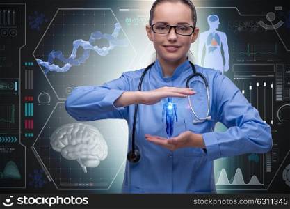 Woman doctor in futuristic medical concept