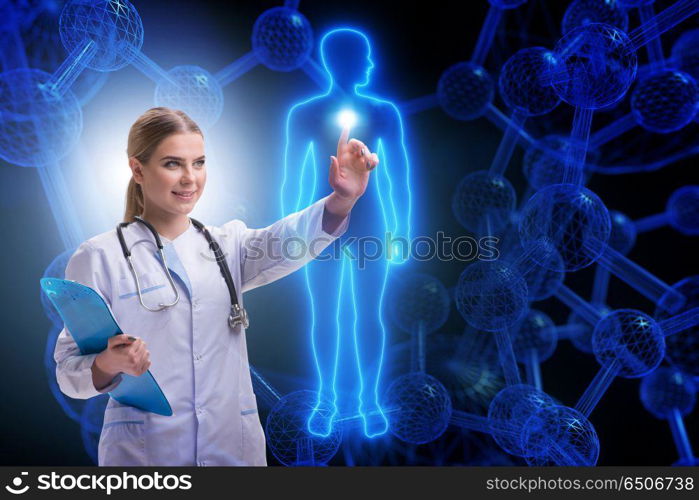 Woman doctor in telemedicine futuristic concept