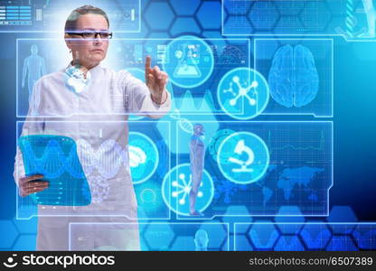 Woman doctor in telemedicine futuristic concept