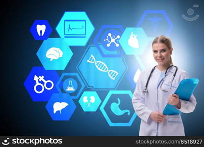 Woman doctor in telemedicine futuristic concept