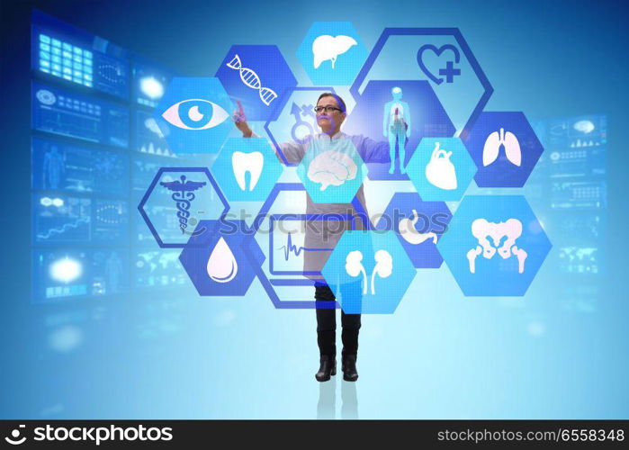 Woman doctor in telemedicine futuristic concept