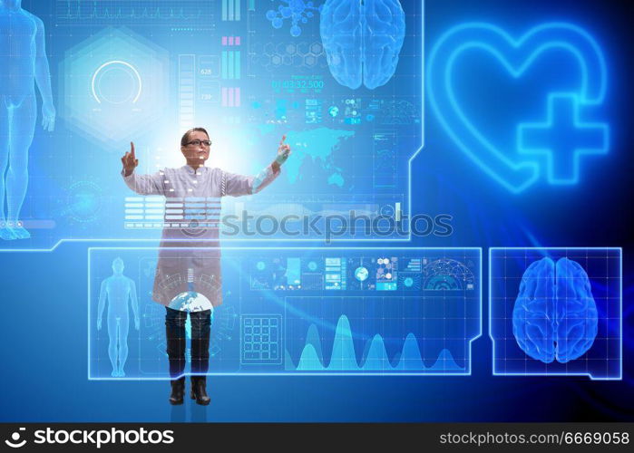 Woman doctor in telemedicine futuristic concept