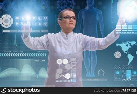 Woman doctor in telemedicine mhealth concept. The woman doctor in telemedicine mhealth concept