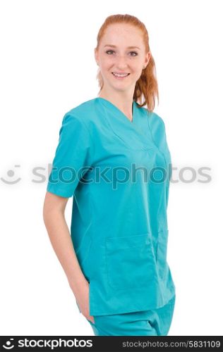 Woman-doctor in uniform isolated on white