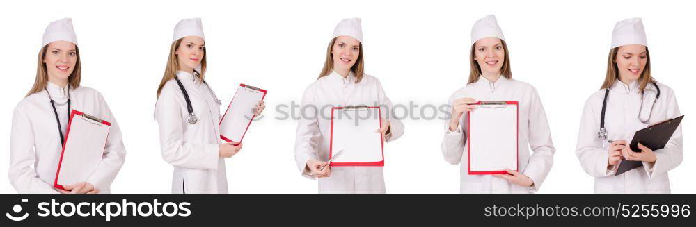 Woman doctor isolated on the white