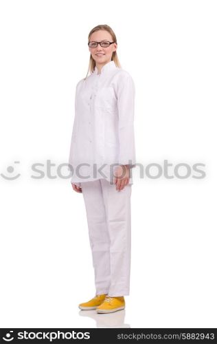 Woman doctor isolated on the white