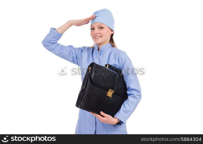 Woman doctor isolated on the white