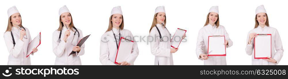 Woman doctor isolated on the white