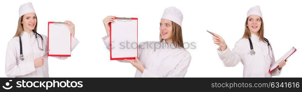 Woman doctor isolated on the white