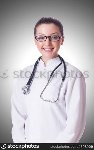 Woman doctor isolated on white