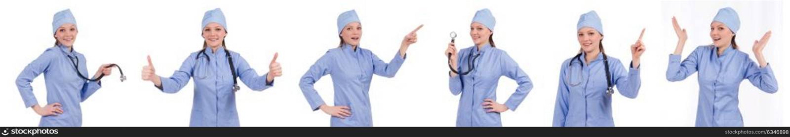 Woman doctor pressing virtual button