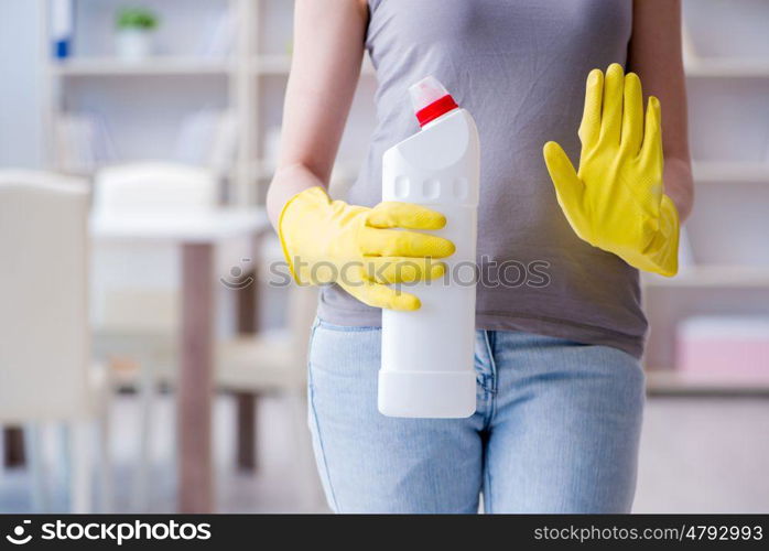 Woman doing cleaning at home