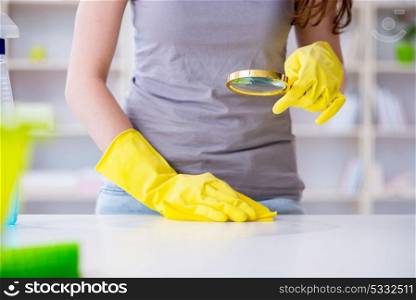 Woman doing cleaning at home