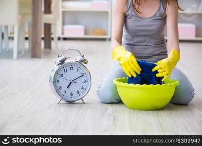 Woman doing cleaning at home