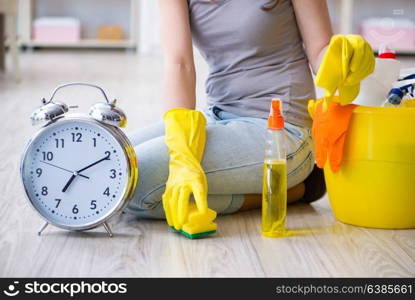 Woman doing cleaning at home