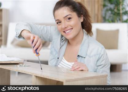 woman doing diy work at home