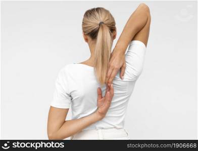 woman doing physiotherapy exercises. High resolution photo. woman doing physiotherapy exercises. High quality photo