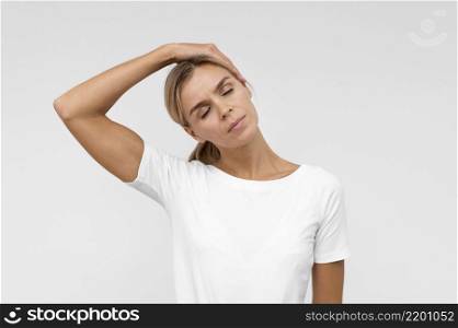 woman doing physiotherapy exercises neck