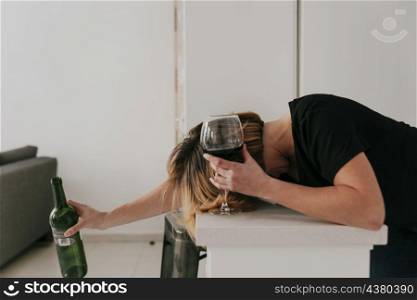 woman drank too much wine